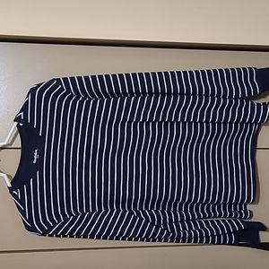 Men's Striped Crew Neck Sweater.  Blue/White.  Size: Medium.  Like New Condition